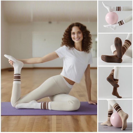 Dailygoods- Pilatessokken antislip - Yoga sokken - Fitness sokken - 4 paar - Ademend - Zweetafvoerend - Maat EU 36-40 - Yogasokken van Dailygoods — afbeelding 3