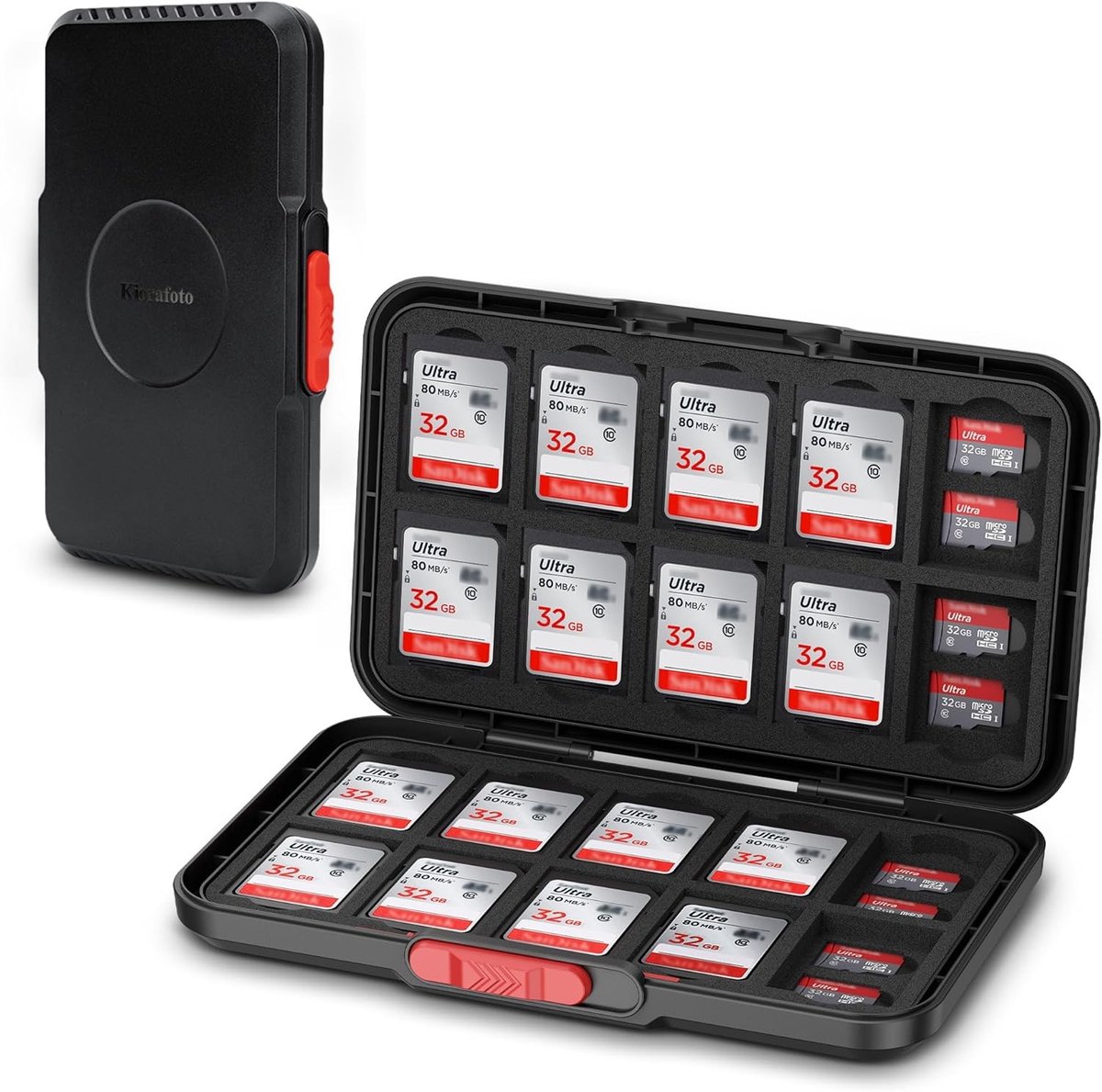 Geheugenkaart Organizer met 60 Slots voor SD, SDHC, SDXC en Micro SD Kaarten, Draagbare Slimme Opbergoplossing met EVA Schuim Interieur