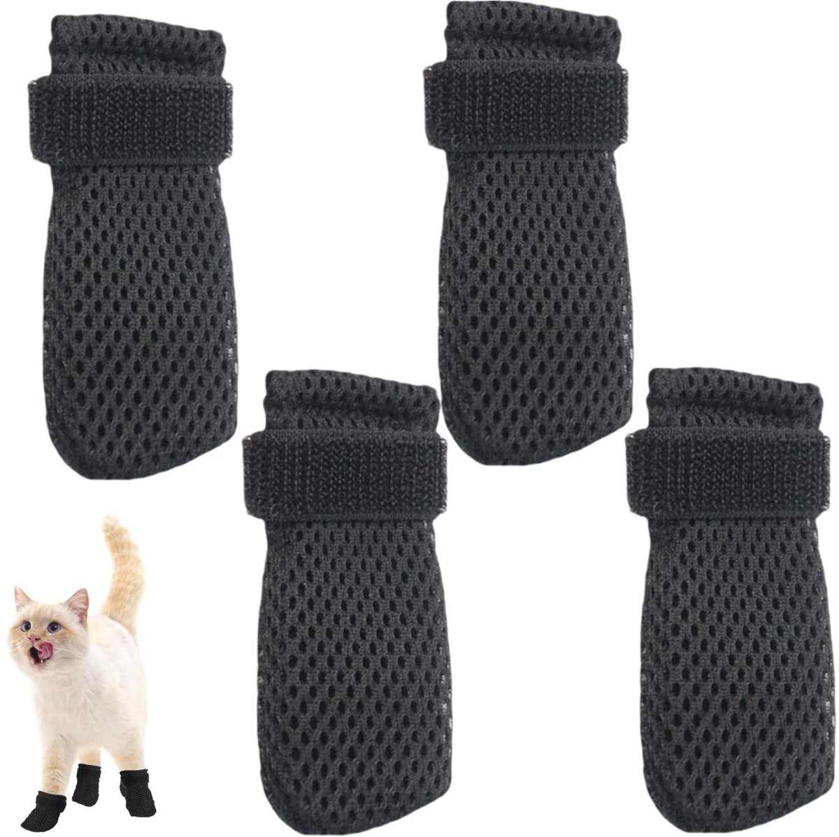 Inovra- Kattenlaarzen Krasbestendig - Ademend - Verstelbaar - Hondenlaarzen - Sokken voor Katten - 4 Stuks - Zacht en Duurzaam - Kattenschoenen