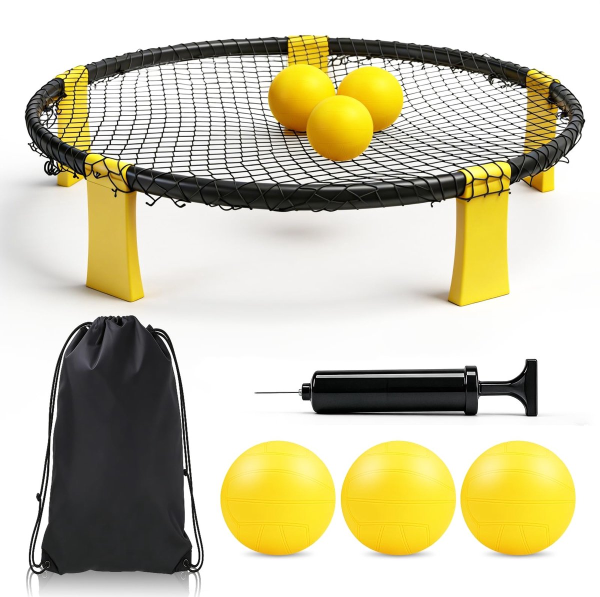 Inovra- Roundnet Set Draagbaar - Net - 3 Ballen - Ballenpomp - Draagtas - Opvouwbaar Design - Balspel