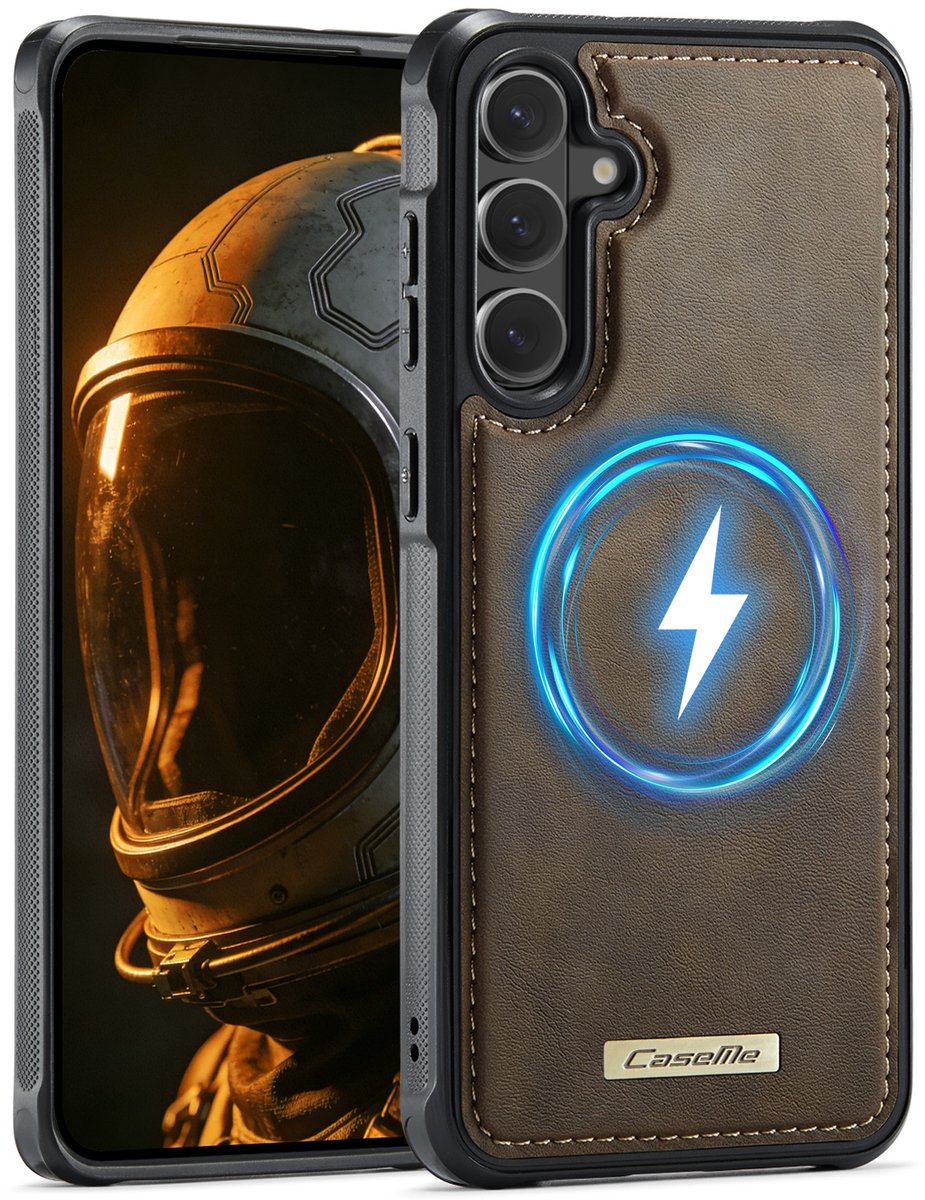 CaseMe Hoesje - Geschikt voor Samsung Galaxy S26 Plus Hoesje - CaseMe C69 Leather Back Cover - MagSafe Compatible - Bruin