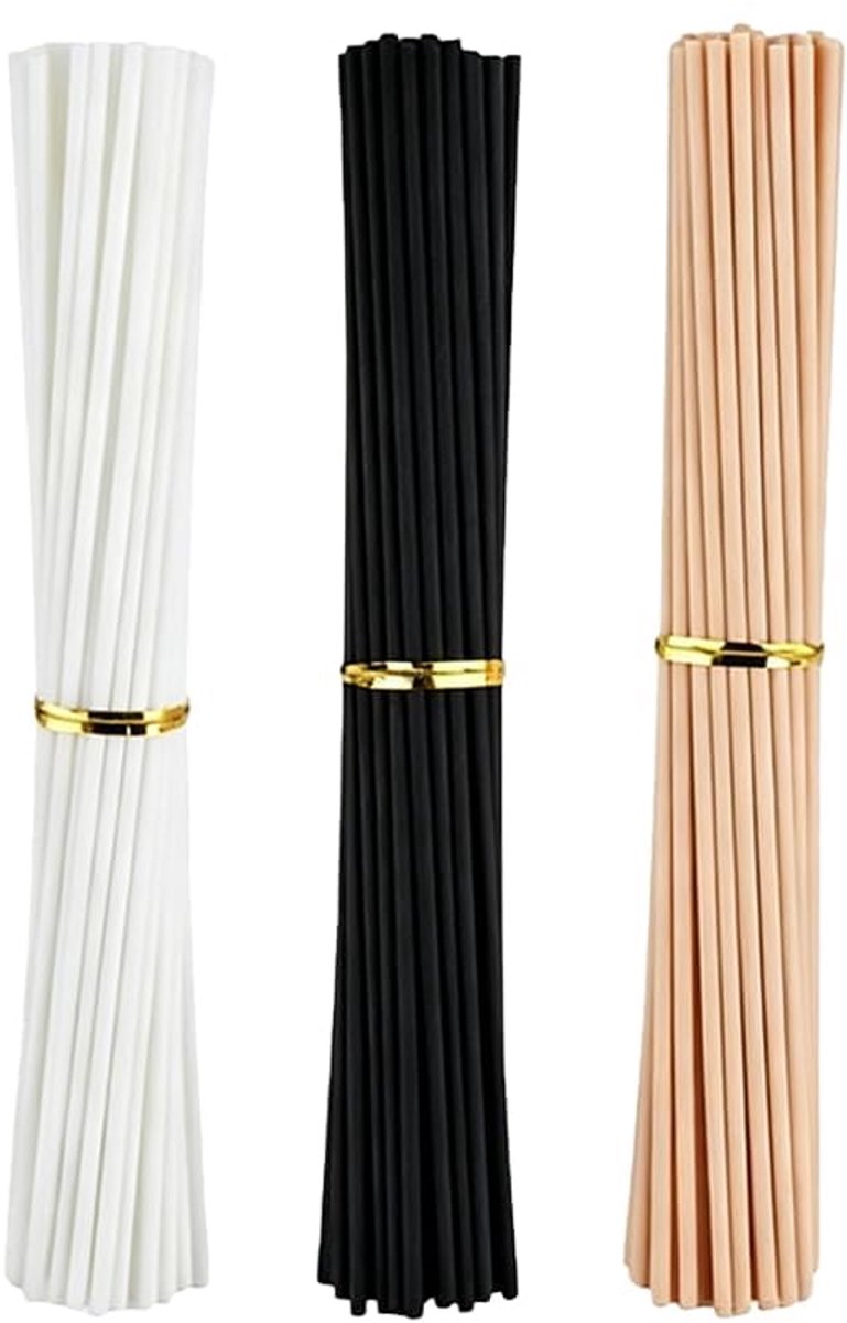 180 stuks rotanstaafjes voor kamergeur 20 cm x 3 mm geurstokjes navulverpakking diffuser staafjes vervanging kamergeur navulling houten stokjes voor kamergeur diffuser sticks zwart wit natuur