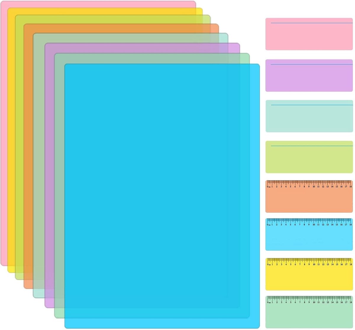 24 Stuks Kleurrijke Dyslexie Overlays in 2 Maten, Leeshulpmiddelen en Visuele Stress Vermindering voor Betere Leeservaring