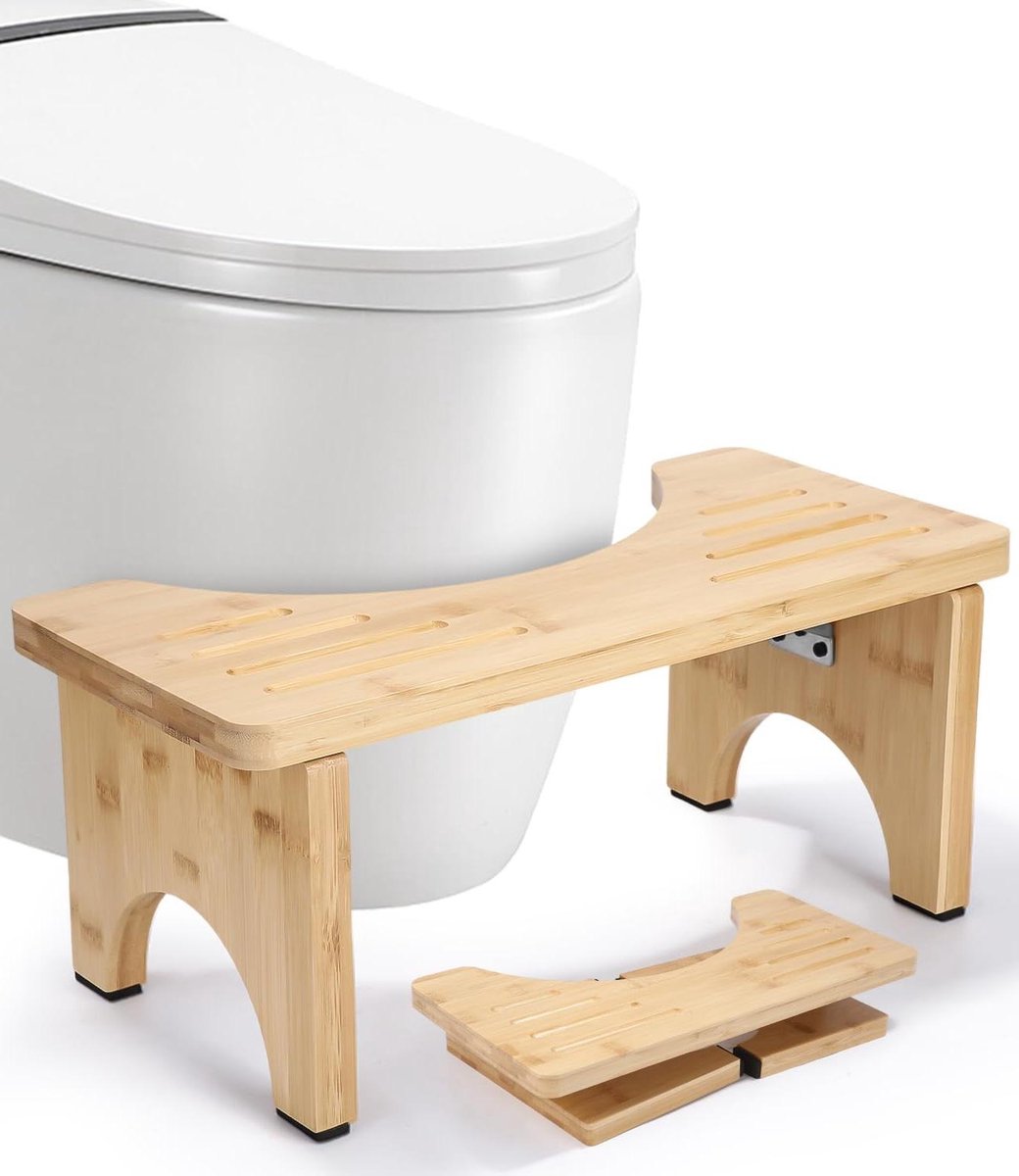 Bamboe Toiletkruk - Stoelgang Hulp - Comfortabele Stoelgang - Ergonomisch Ontwerp - Inklapbaar - Lichtbruin