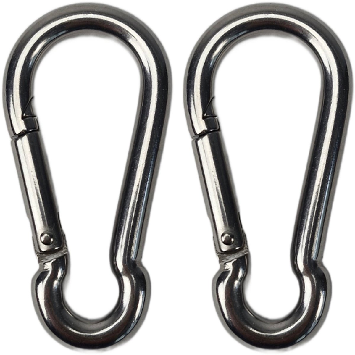 BCF-Products - Karabijnhaak - 7x70mm - 2 stuks - RVS 316 - Musketonhaak - Carabiner