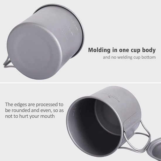 Outdoor Pot - Waterfles Mok - Kamperen Picknicken - Lichtgewicht Titanium - 600 ml - Multicolor — afbeelding 2