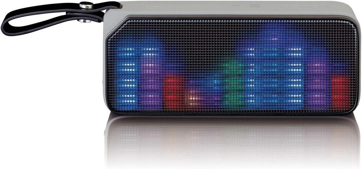 Draagbare Bluetooth Speaker - Muziekbox Geluid - Feestelijke Sfeer Creëren - Ingebouwd Disco Licht - 7 Watt Vermogen - Grijs Zwart