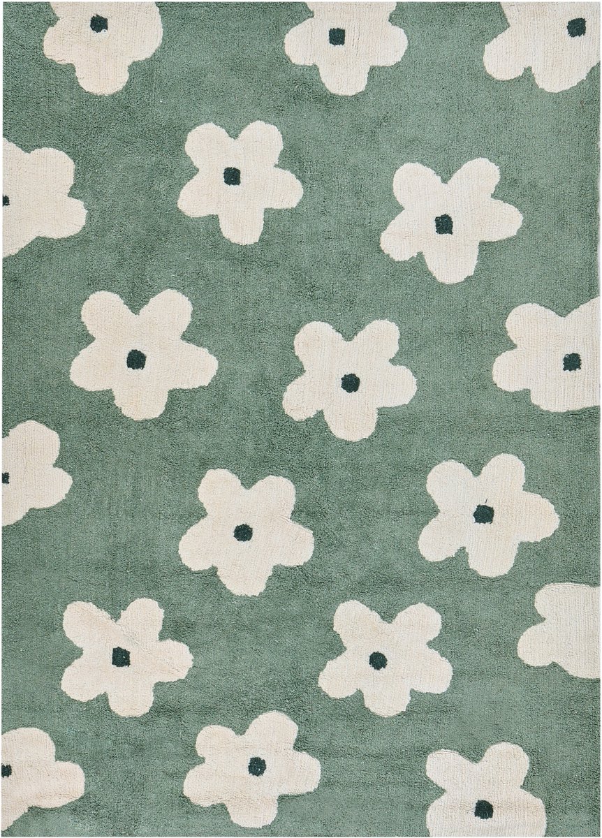 Beliani MOKHVA - Laagpolig vloerkleed - Groen - 160 x 230 cm - Katoen