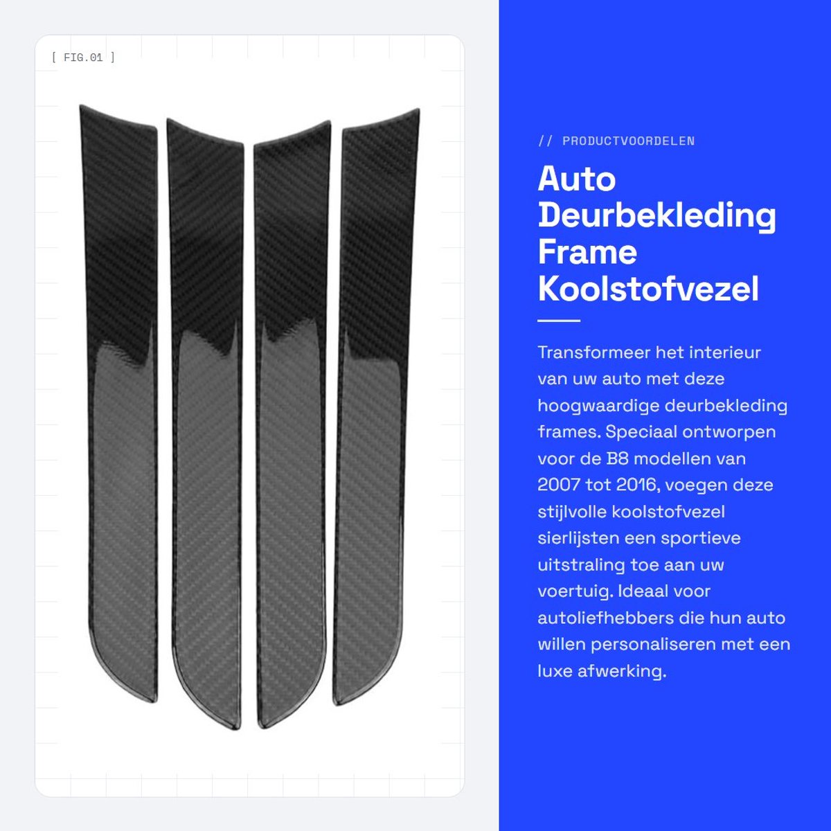 Dailygoods- Deurbekleding Gloednieuw - Koolstofvezel - 4 Stuks - Zwart - Zijpanelen - Temperatuurbestendig - Deursierlijst