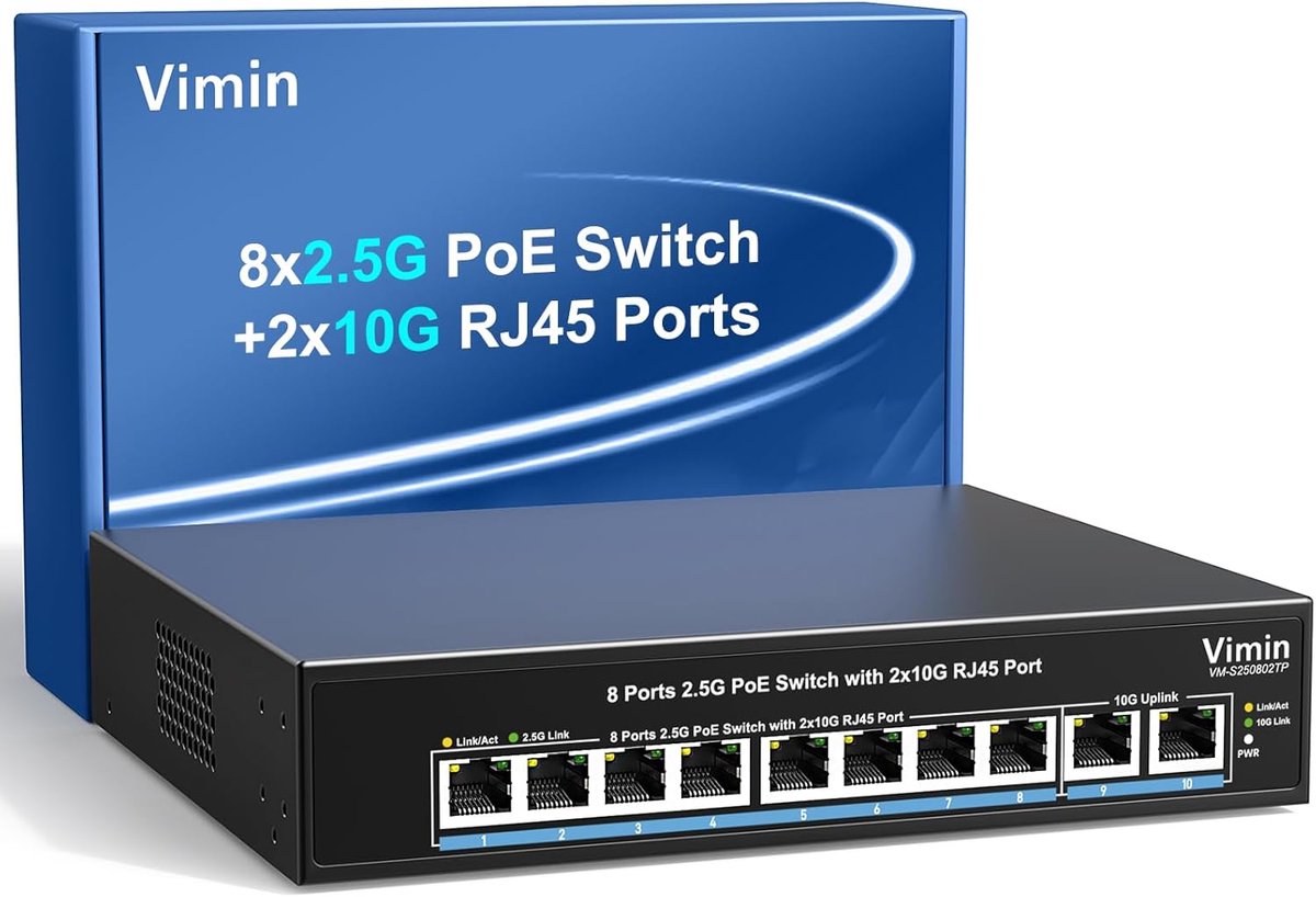 Netwerk Switch - PoE Switch - Snelle Netwerken - 2.5G Poort Snelheid - 8 Poorten - Zwart