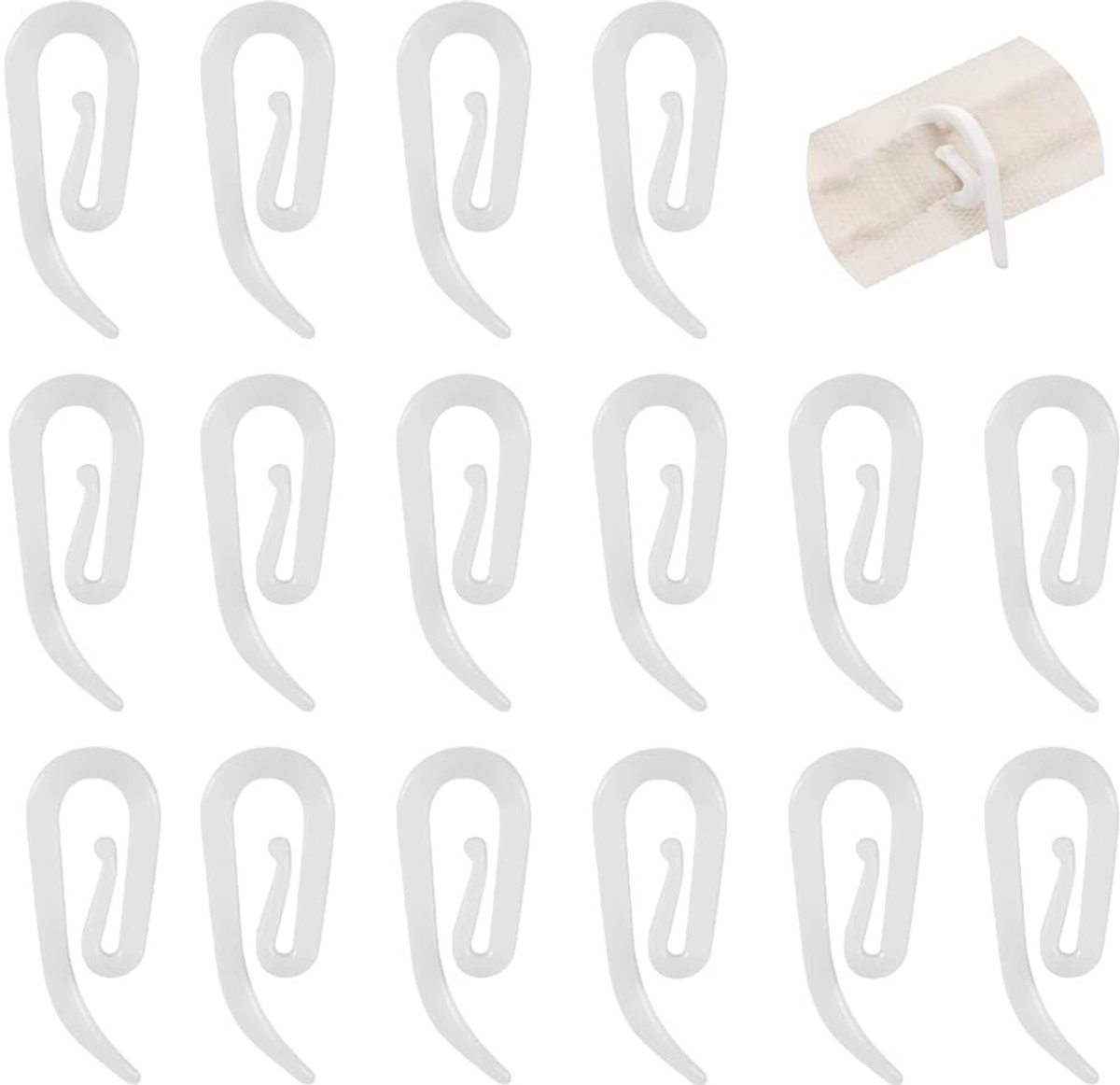Dailygoods- Gordijnhaken Kunststof - 50 Stuks - Lichtgewicht - Duurzaam - Betrouwbaar - Tot 1 kg Draagvermogen - Veilig voor Alle Stoffen