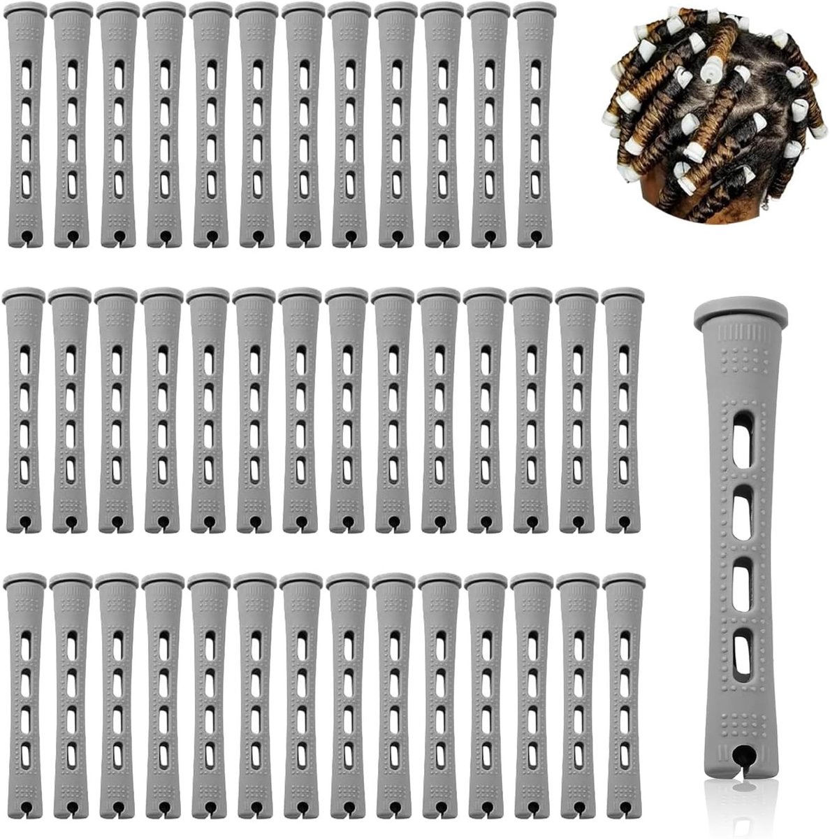 40 Stuks Permanente Haarrollers voor Lang en Kort Haar, 0.59 Inch Medium Size, Ideaal voor DIY Natuurlijke Haardos en Krullen