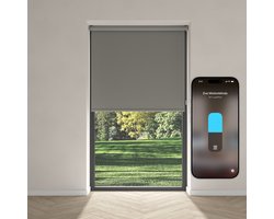 Eve Motionblinds (Matter) - Slim elektrisch rolgordijn voor binnen, app-/spraakbediening, schema's, verduisterend, oplaadbare accu, vrijhangend, schroefmontage, automatiseringen, vereist een hub, grijs - 190x190cm