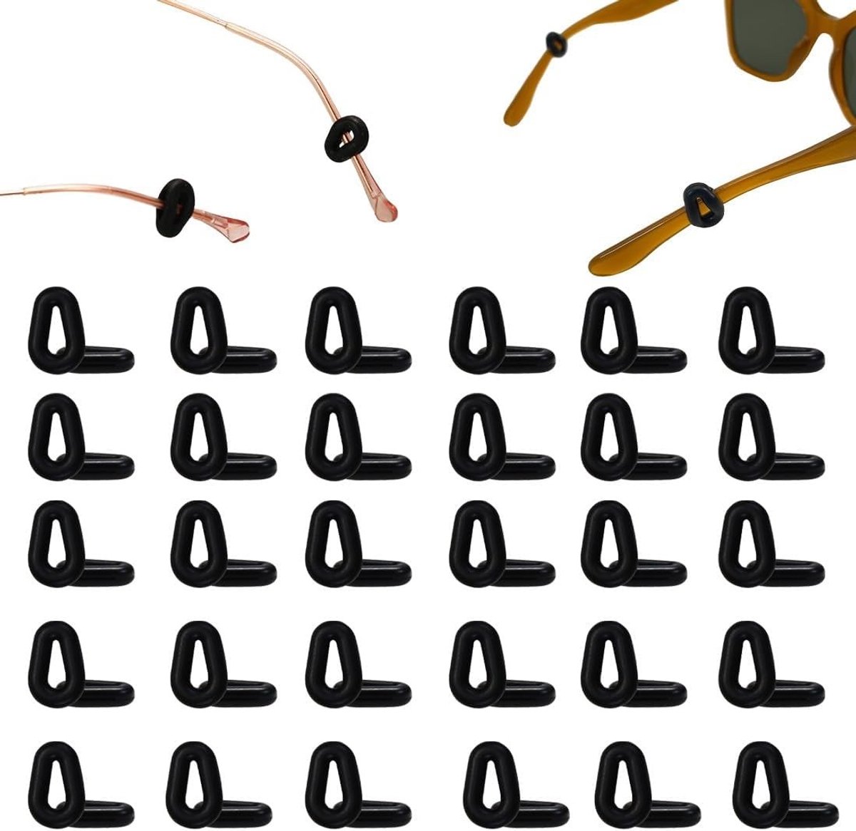 30 Paar Antislip Silicone Brilhouders met Rubber Pads voor Zonnebrillen en Optische Brillen, Ideaal voor Comfort en Stabiliteit