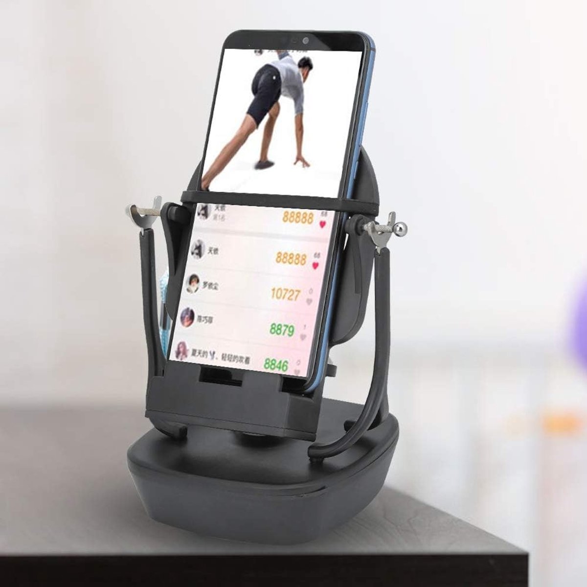Automatische Telefoon Wiggler Decoratieve Plank voor Thuis, Schommelen en Bewegen van Telefoons met Roestvrijstalen Frame en Verstelbare Hoogte