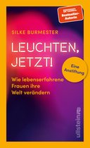Boek "Leuchten, jetzt!" van Silke Burmester, met felgekleurde tekst op donkere achtergrond. Met "SPIEGEL Bestseller-Autorin" en "Eine Anstiftung".