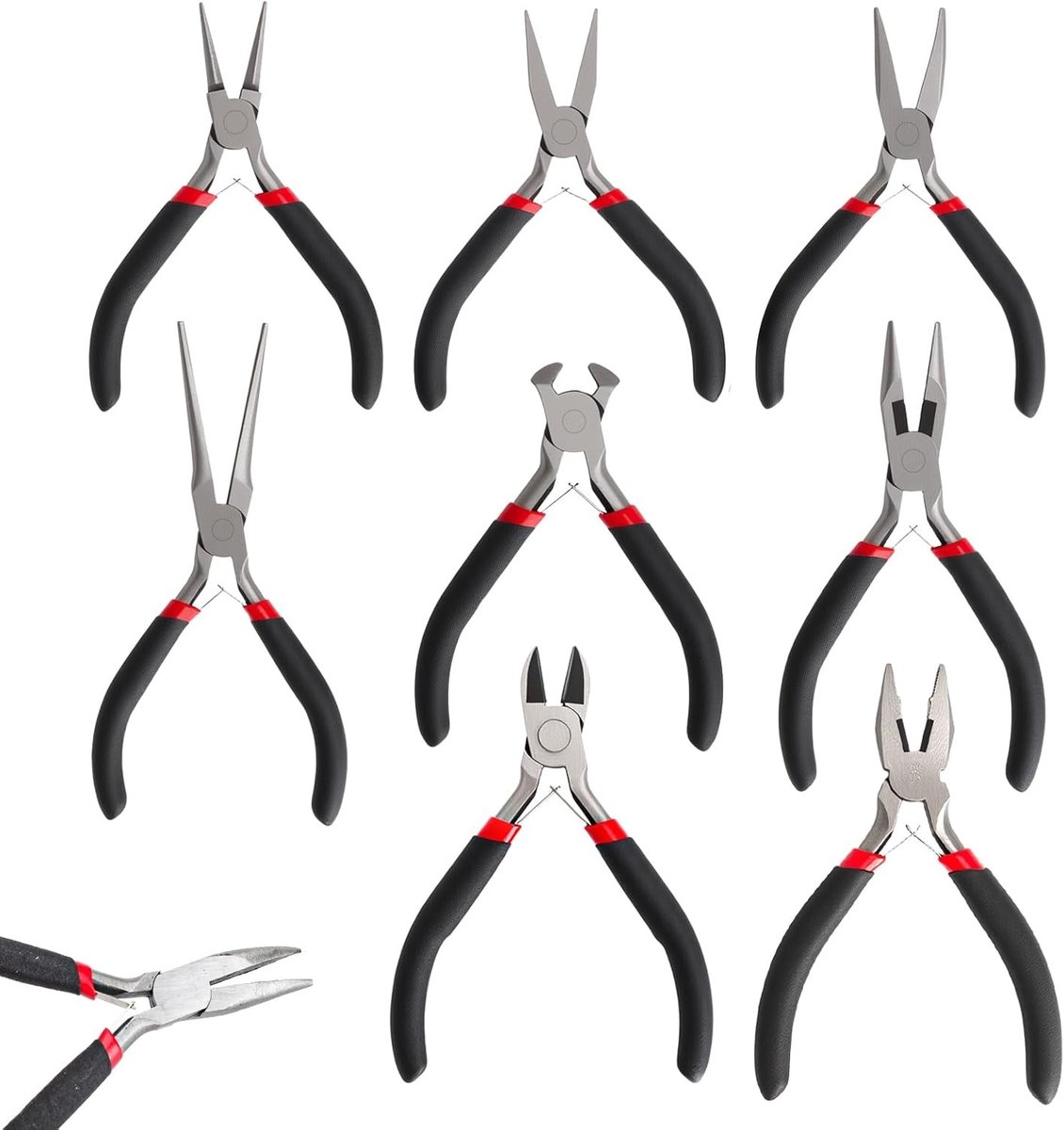 Set van 8 Mini Professionele Tangens voor Sieradenmaken en Fijn Mechanisch Modelbouwen, Precisie Gereedschap voor DIY Sieraden en Knutselen