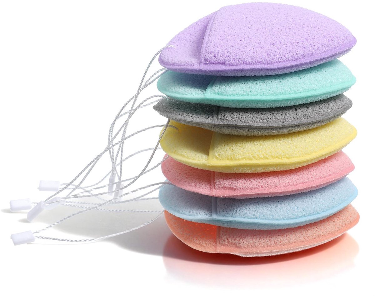Dailygoods- Gezichtsspons 7 stuks - Zachte/Scrub spons - Herbruikbare spons - Gezichtsreinigingsspons - Multifunctionele spons - Geschikt voor thuis/reis - Reinigingsspons