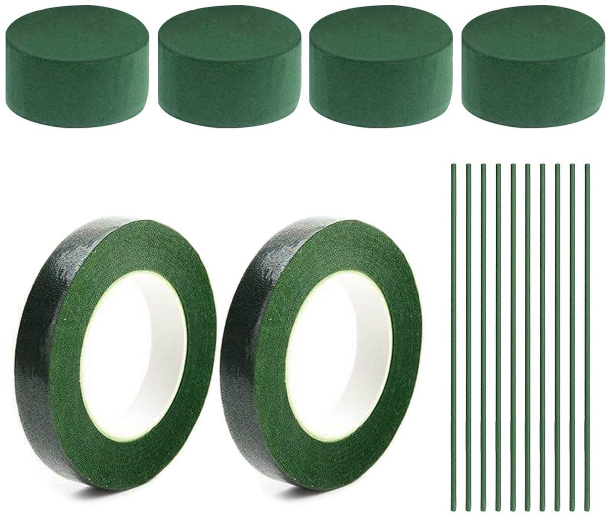 Dailygoods- Boeket-set 4 Stuks - Bloemenschuim - Plakband 2 Rollen - Bloemenpalen 10 Stuks - Accessoires - Doe-het-zelf Decoratie - Bloemschikset