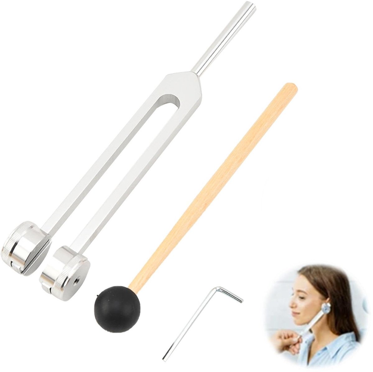 Inovra- Stemvork 128 Hz - Aluminiumlegering - Siliconen - Klanktherapie - Stressvermindering - Verzilverd - Klankvork