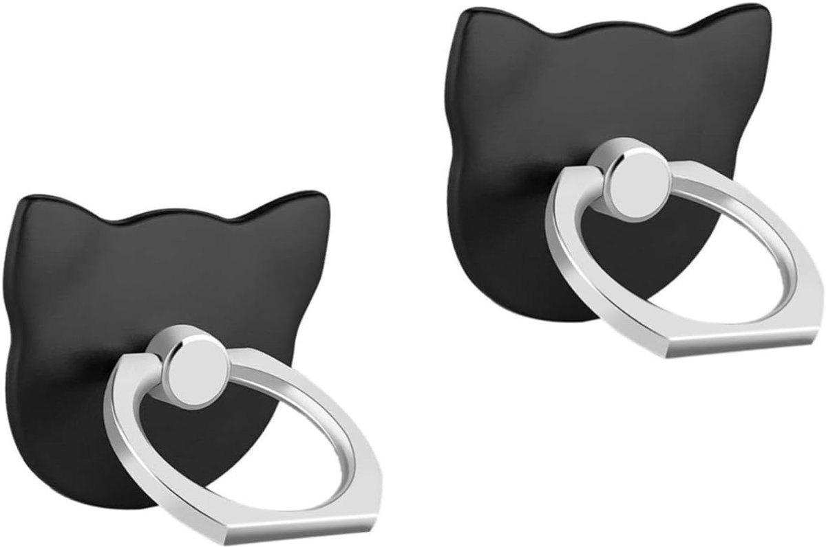 Thijox - 2 Stuks Telefoon Vingerring Grepen - Katvormige Telefoonringhouder - 360° Rotatie en 180° Flip - Handige Vingerringstandaard voor Smartphones