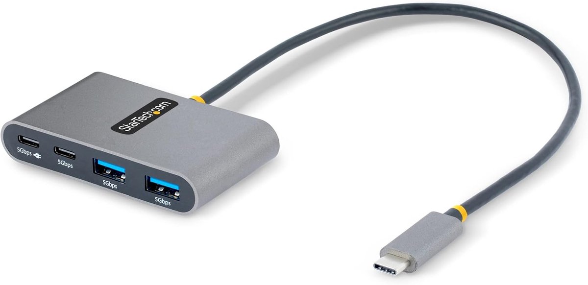 Thijox - 4-Port USB-C Hub met 100W Power Delivery Pass-Through, 2x USB-A + 2x USB-C, 5Gbps, Compacte Laptop/Desktop USB Type-C naar USB-A/C Hub met 30