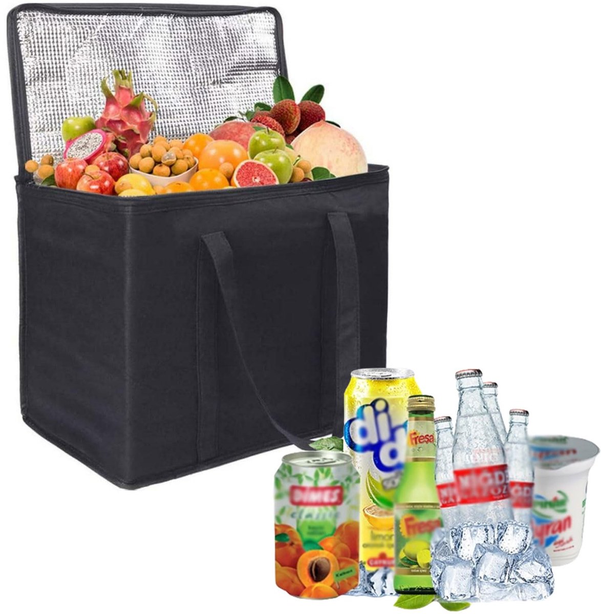 Inovra- Koeltas 40L - Opvouwbaar - Isolatie - Picknicktas - Lunchtas - Zwart - Slijtvaste Oxford-stof