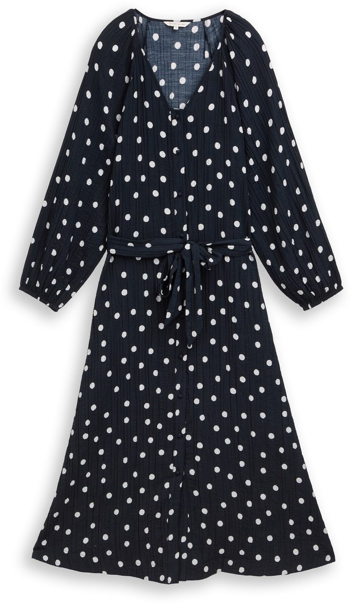 Tom Tailor - Maxijurk met stippenpatroon - Maat 34 - navy big dot design