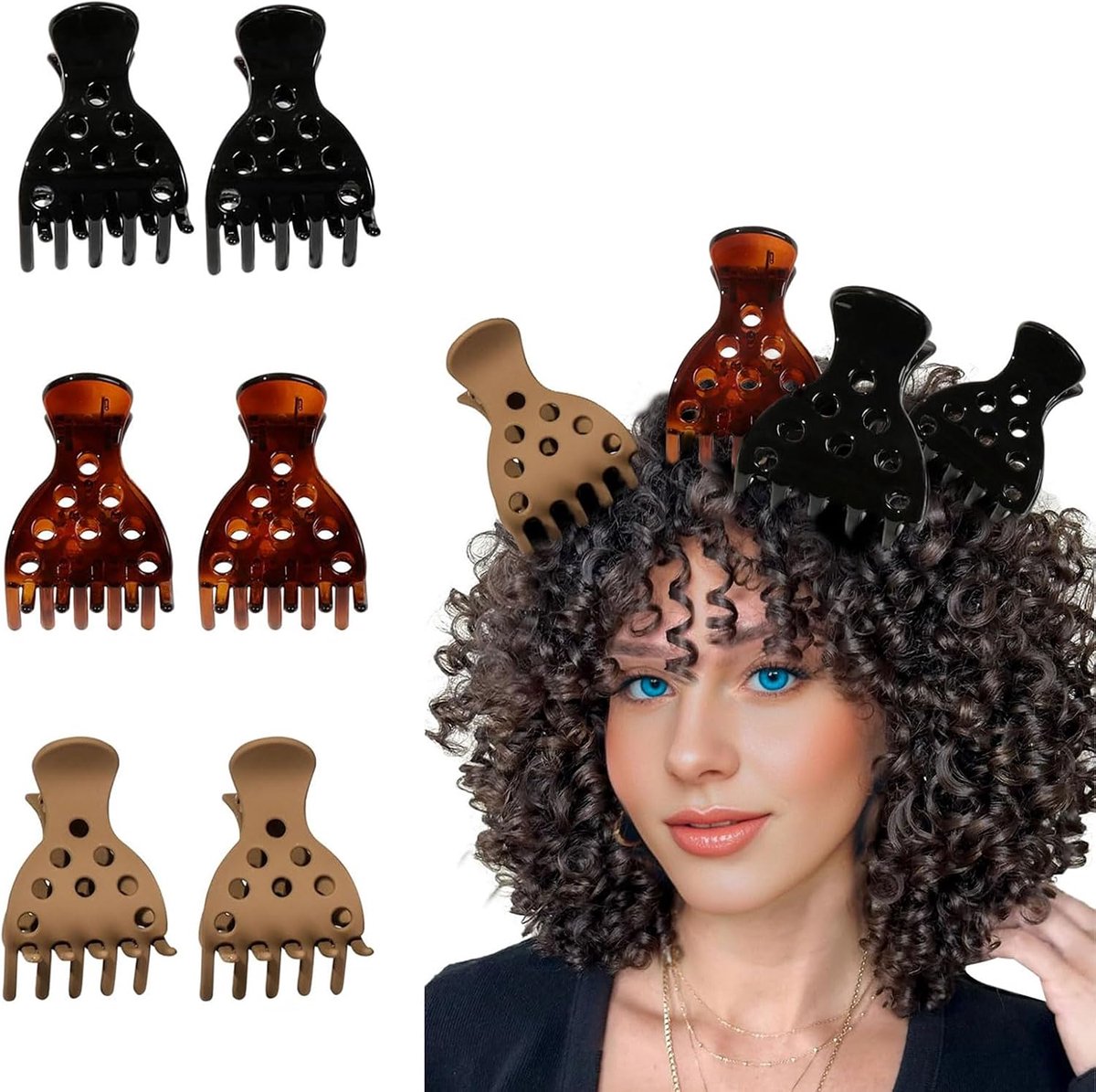 Thijox - 6 stuks haarvolumeclips voor krullend haar, wortelclips voor dik haar, veerkrachtige krullen, haarwortellift-klemclips zonder vouwlijnen - id