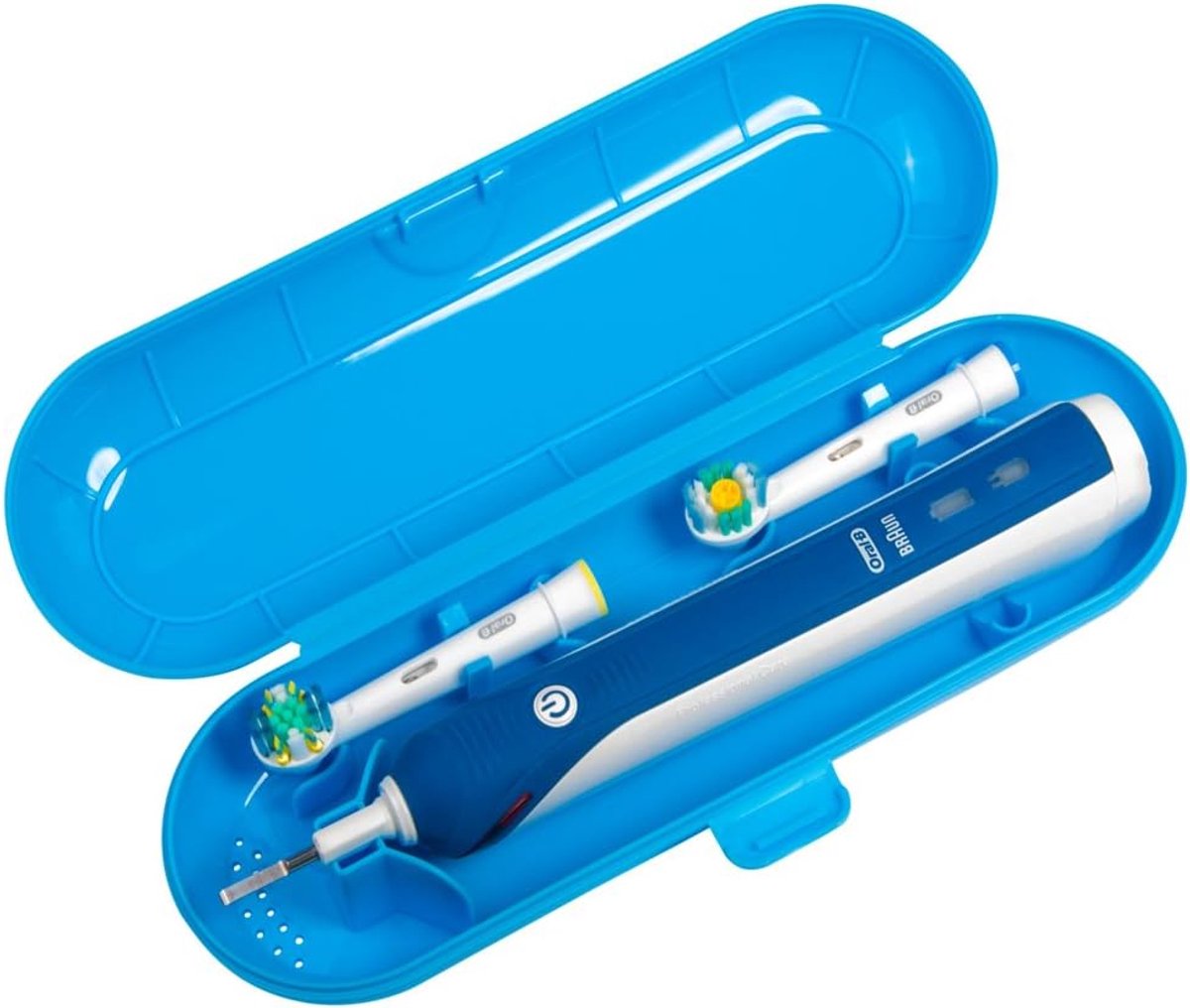 Thijox - Reisetui voor Elektrische Tandenborstel, Kunststof, Blauw, Voor 1 Handstuk en 2 Opzetborstels, Hygiënisch en Compact voor Reizen en Vakanties