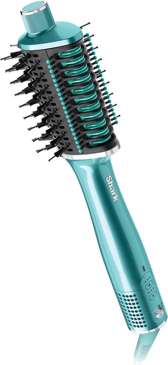 SnelShoppen - 2-in-1 Haarstyler met Hete Lucht en Glanzende Afwerking, Keramische Platen, Volume en Gloss Lock, Turquoise, Voor Alle Haartypes, Salonk