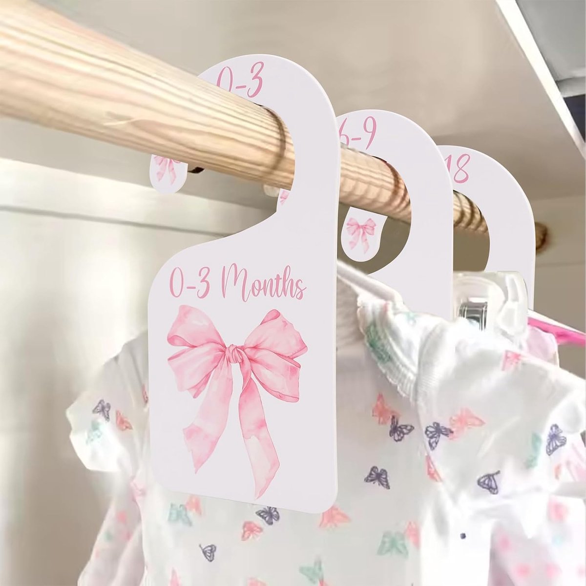 Thijox - Kast Organizer Baby-Meisjes met Strik - Roze Schleifen-Wickelschrank-Einteiler voor Kinderen tot 24 Maanden - Functionele en Schattige Kastdi