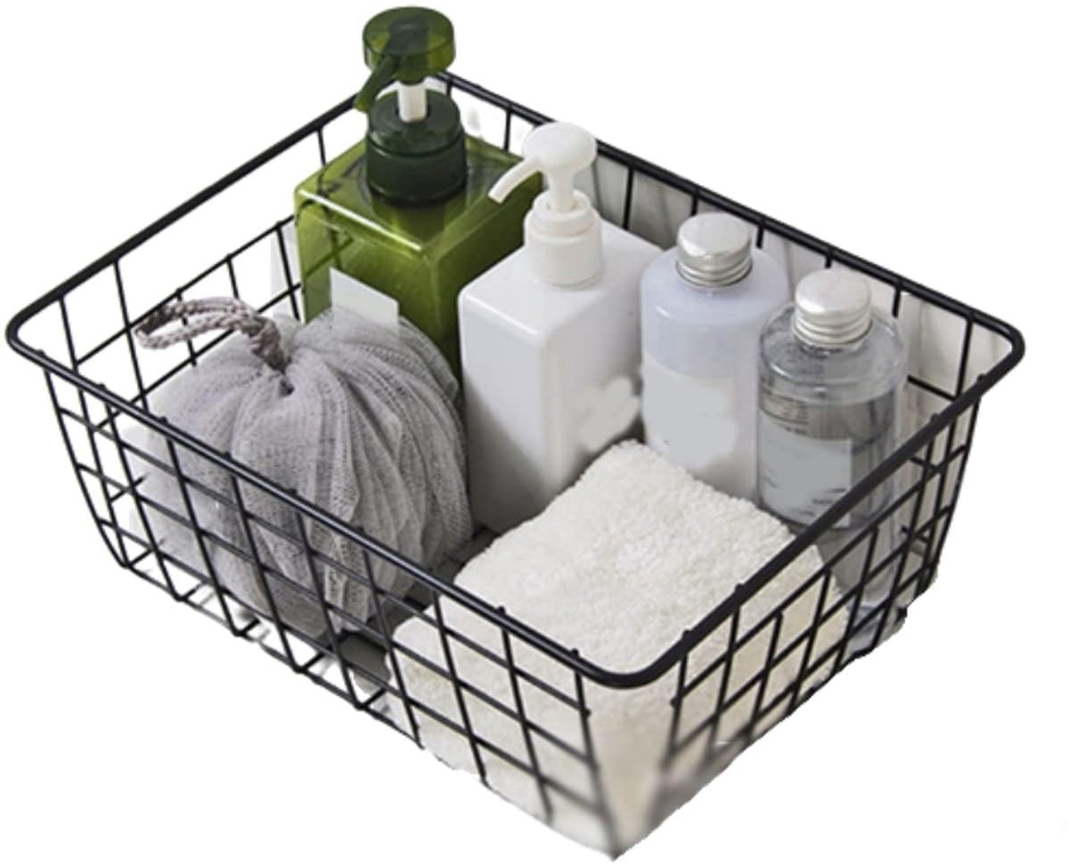 Inovra - Zwarte Draad Opbergmand - Metalen Organisator voor Kasten en Badkamer