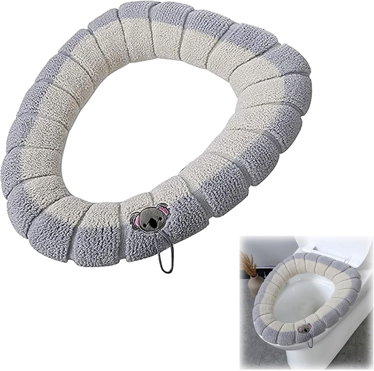 Dikke Grijze Toiletbril Cover met Kussen, Comfortabele Zitting, Hygiënische Bescherming en Eenvoudige Installatie