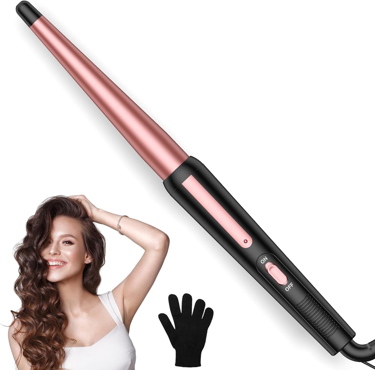 SnelShoppen - Professionele Conische Krultang 3-25 mm - Keramische Krultang voor Lang Haar - Ideaal voor Feesten en Dagelijks Gebruik - Dubbele Spanni