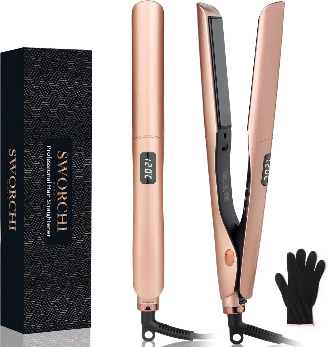 Mini Stijltang Krultang - Haar Styling Apparaat - Reizen Haarverzorging - 2-in-1 Functie LCD - 32 cm - Roze