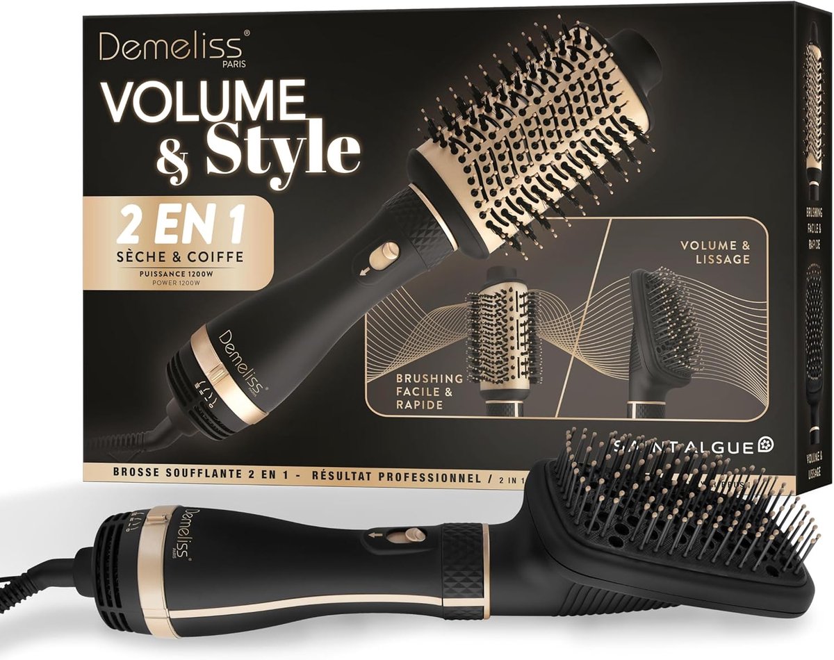 Thijox - Volume & Style Föhnborstel met Verwisselbare Koppen - Keramische en Toermalijn Coating - Krachtige en Regelbare Motor - Ideaal voor Pluisvrij