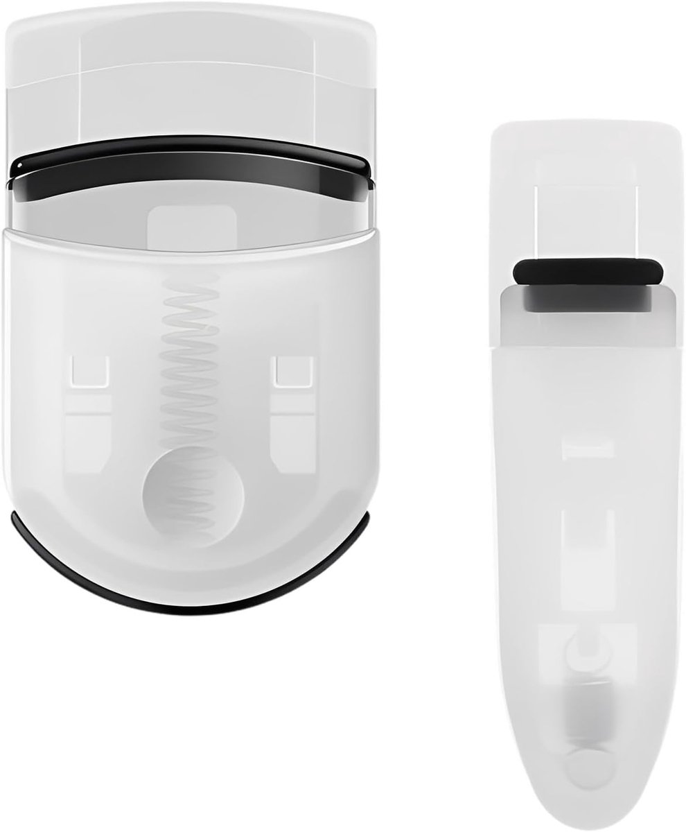 Thijox - Wimpertang met Brede Hoek & Deel - Draagbare Wimperkruller in Wit met Siliconen Pads - Set van 2 Stuks voor Thuis en op Reis