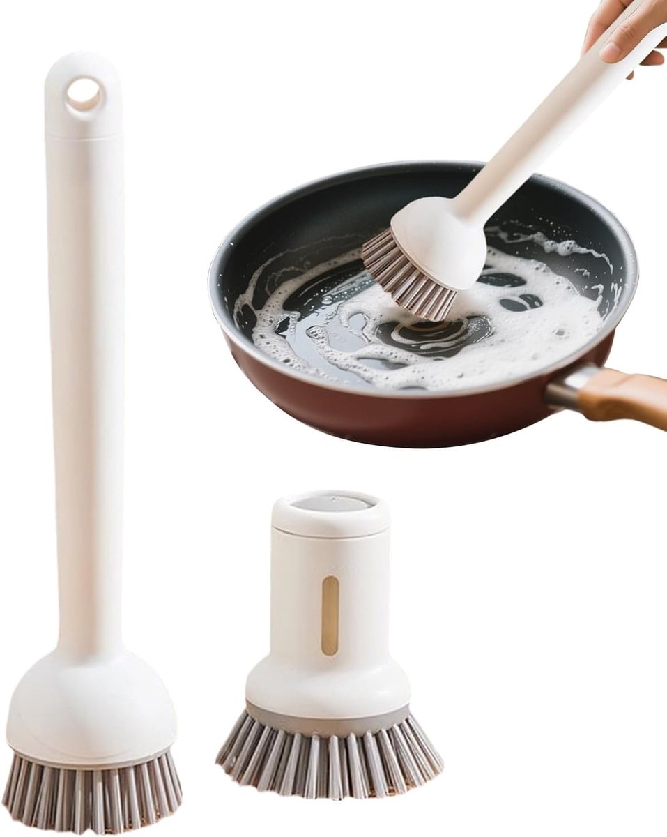 Thijox - Afwasborstel Set 2-delig - Pannenschoonmaakborstels met Lange Steel - Ideaal voor Keuken, Borden, Pannen, Kookgerei, Moeder, Oma, Vrienden
