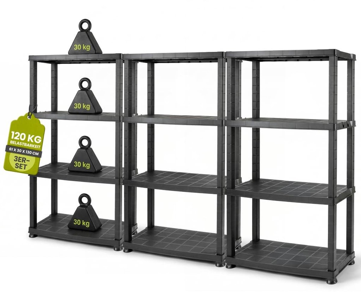 Inovra- Opbergplank Kunststof - Modulair Planksysteem - Staande Plank - Opbergrek - Ruimtebesparend - Voor Huishouden/Kelder/Garage - Opslagrek