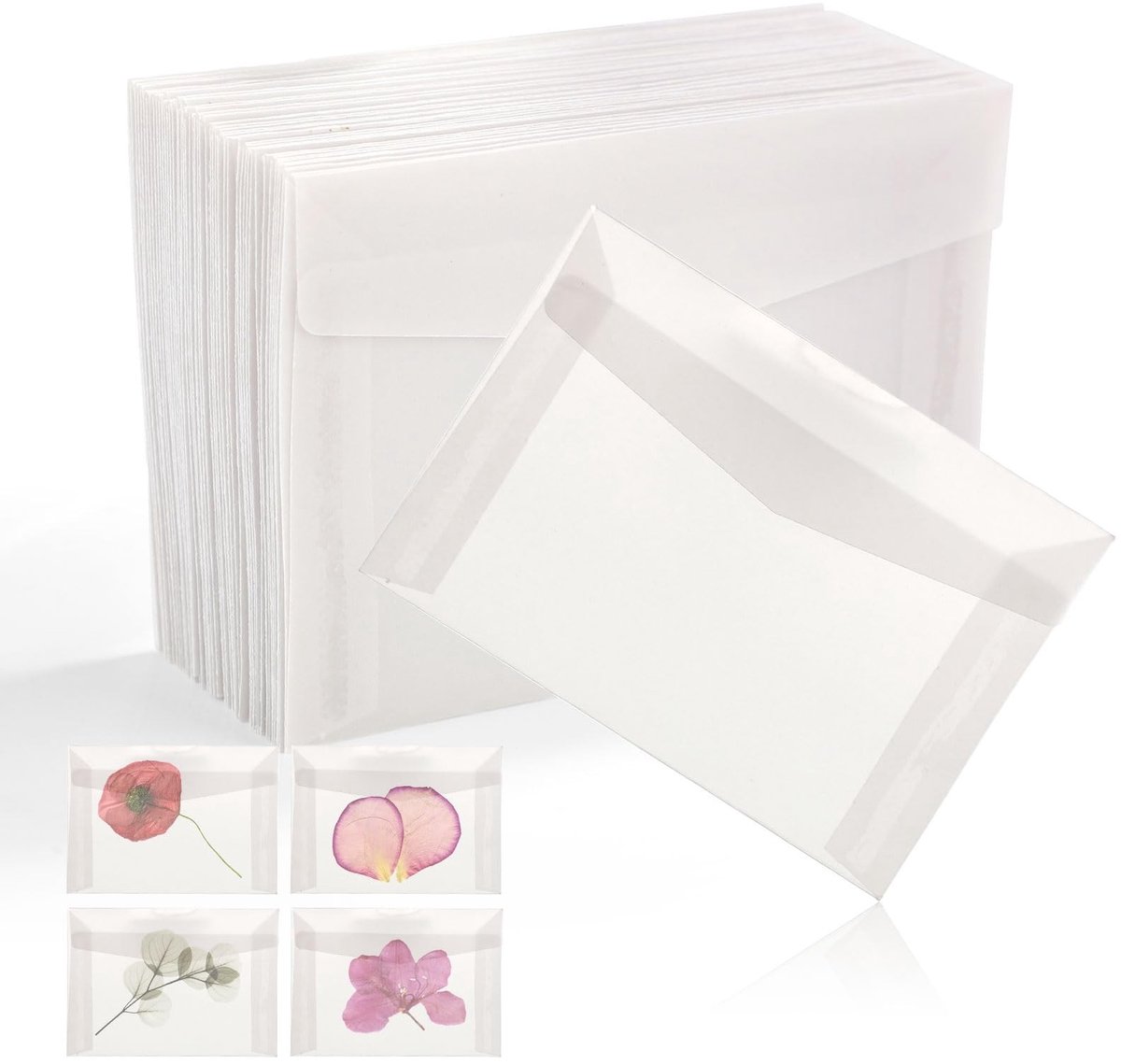 Inovra- Pergamijnenveloppen 50st - 10x7cm - Doorzichtig - Lotenveloppen - Foto-opslag - Handig in gebruik - Helder papier - Enveloppen