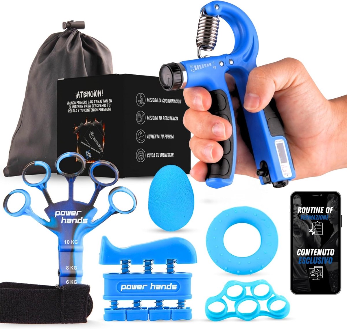 SnelShoppen - Super Weerstandsset Handtrainer - Handgreep en Onderarmtraining - Fitnessaccessoires voor Greepkracht en Revalidatie van de Hand - Ideaa