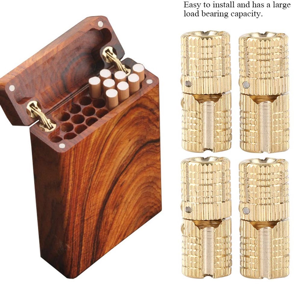 Dailygoods- Scharnier 180° Opening - Verborgen Scharnier - Koper - 4 Stuks - Robuust - Duurzaam - Max. Capaciteit 10 kg
