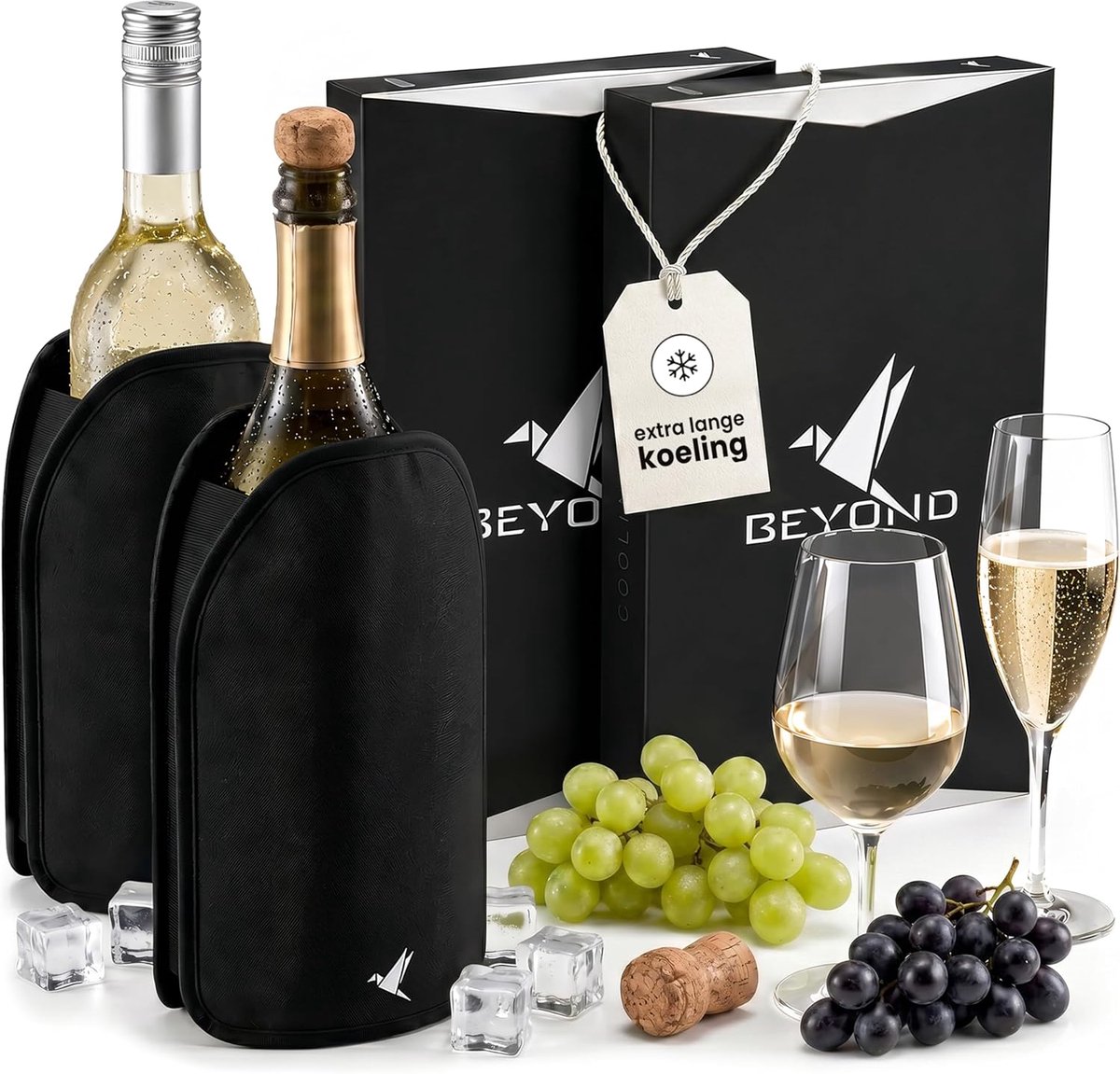 Thijox - Wijnkoeler Manchet Set van 2 - Flessenkoeler voor Wijn, Mousserende Wijn & Champagne - Ideaal voor Feesten, Camping, Tuin en Thuis - Duurzaam