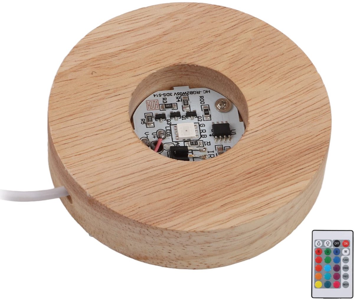 Dailygoods- Lichtvoetstandaard LED - Eikenhouten Lampvoet - Duurzaam - Milieuvriendelijk - Ideaal voor 3D-glaskunst - Uniek Design