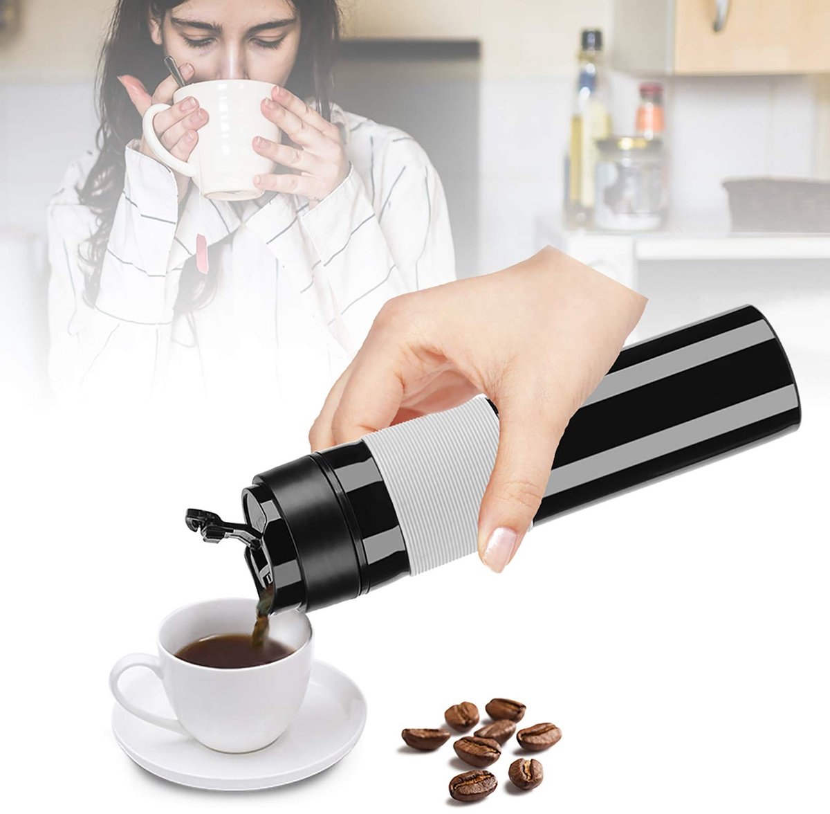 Dailygoods- Koffiezetapparaat Draagbaar 350 ml - Koffiepersfles - Thee/ Koffiezetapparaat - Lichtgewicht - Lekvrij - Voedselveilig PP - Koffiepers