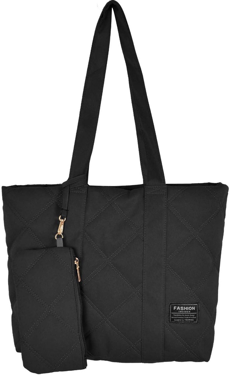 Dailygoods- Hengseltas Groot - Shopper/Handtas - Schoudertas - Gewatteerd - Ritssluiting - Duurzaam/Comfortabel