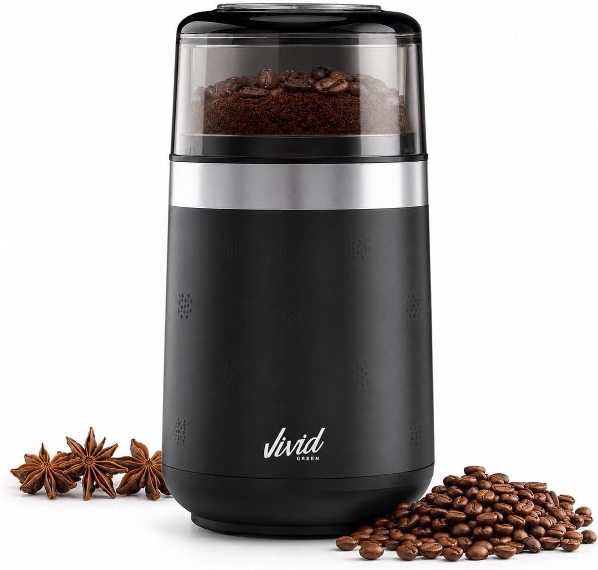 Thijox - Elektrische Koffiemolen voor Koffiebonen en Kruiden, 150W, 400ml, Vivid Green, Zwart ABS/RVS, BPA-vrij, 22.000 RPM, Keukenaccessoire voor Per