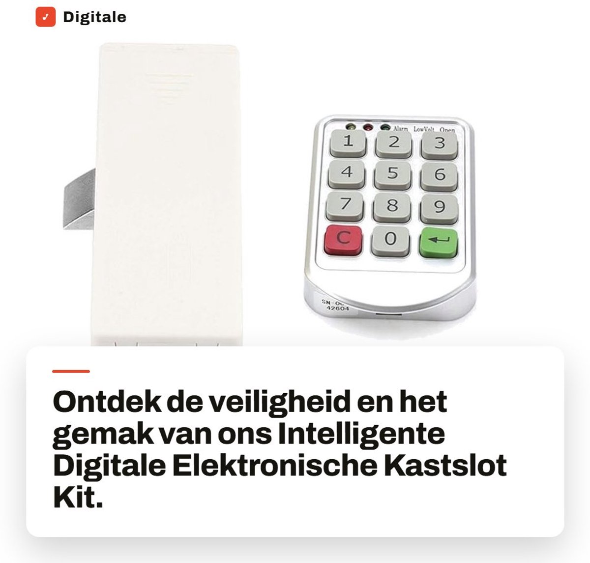 Dailygoods - Digitale Elektronische Kastslot - Sleutelloze Code Lock - Veilig en betrouwbaar - Voor Kasten en Laden - Ideaal voor thuisgebruik - Eenvo...