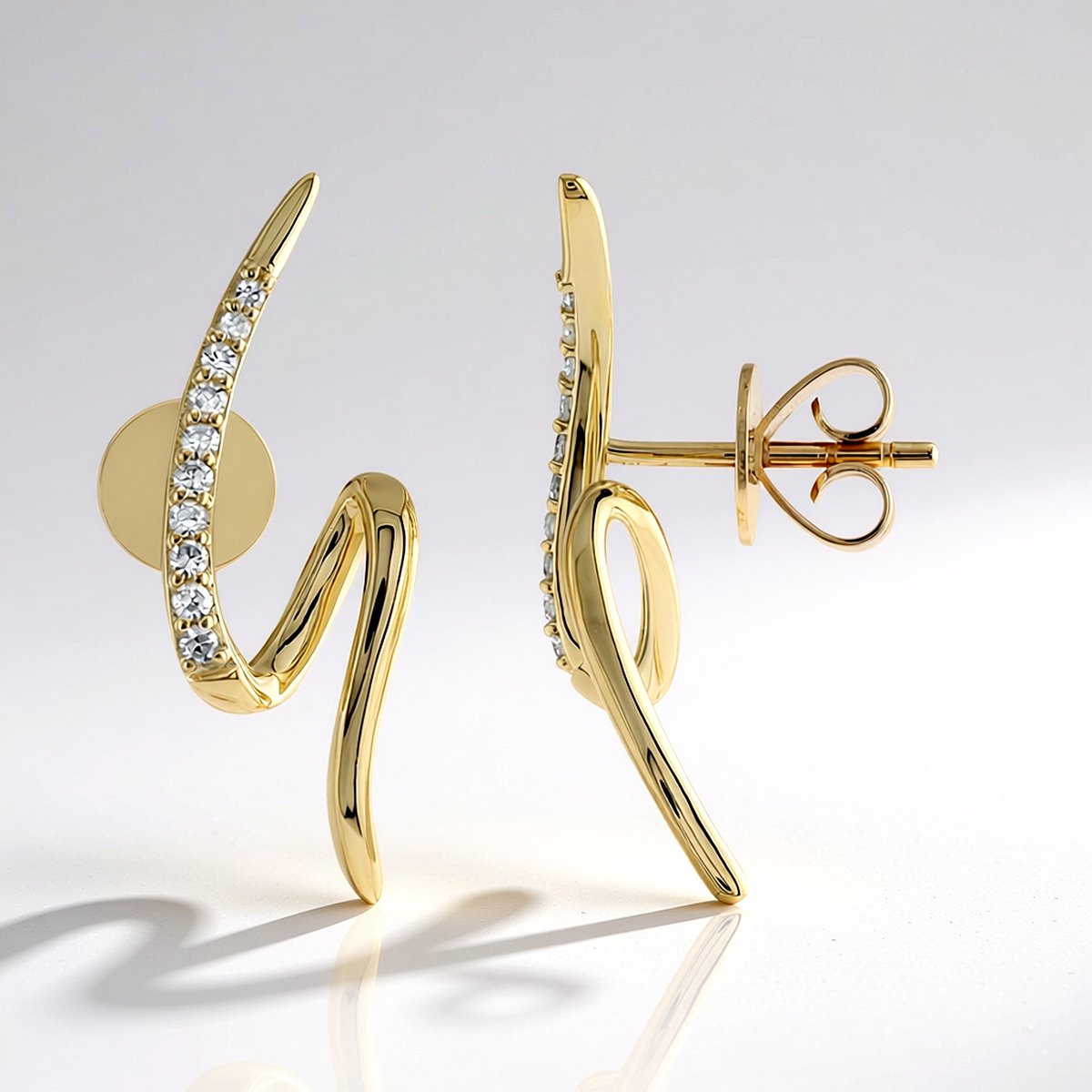 Cavill - 9K Geelgouden Oorbellen met Afrikaanse Diamanten 0,134 ct I1(H) Rondgeslepen - Elegante Fijne Gouden Dames Sieraden